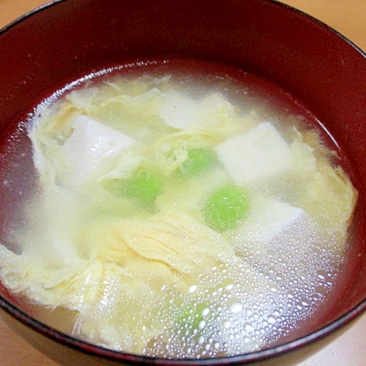 枝豆と豆腐の中華スープ